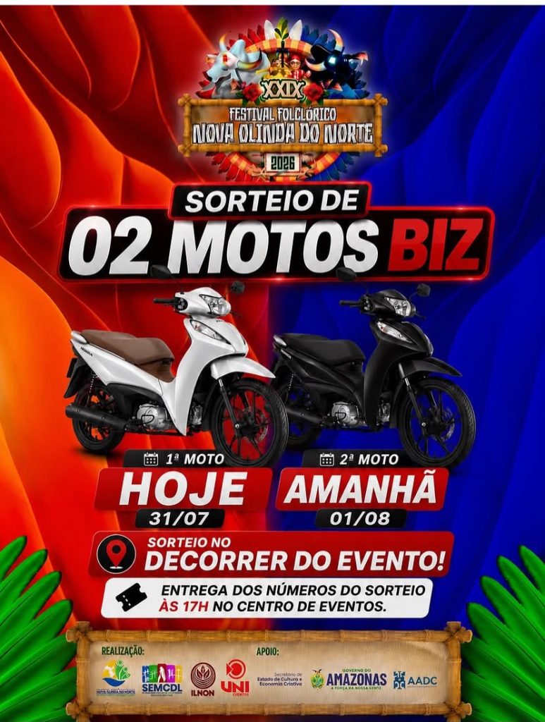 SORTEIO DE 02 MOTOS BIZ 2026
